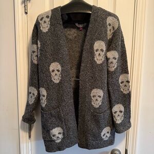 No Boundaries Gray Skull Pattern Cardigan Woman’s Large Halloween